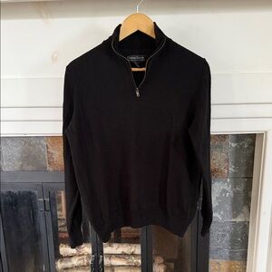 Christian Lacroix 100% Extra Fine Merino Wool Men's Zip Up Black Knit. Size L.